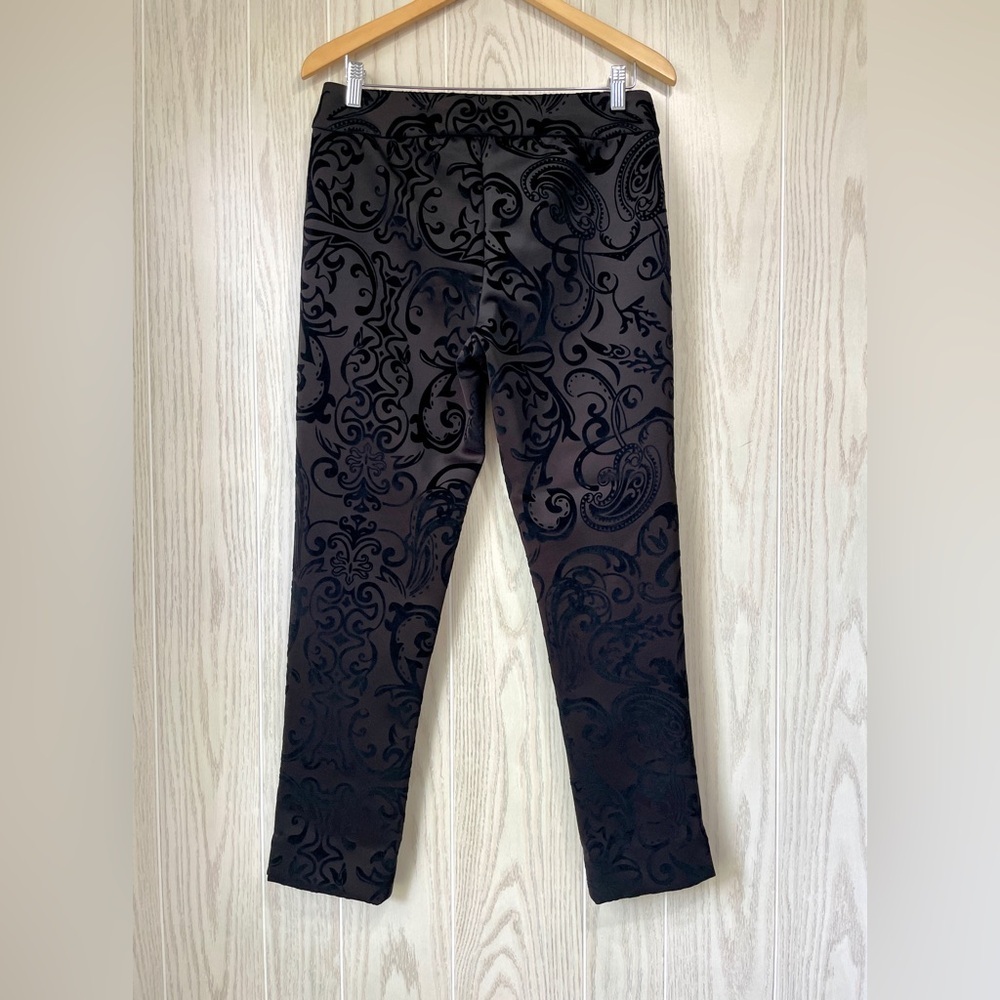 Krazy Larry Pull-On Ankle Pants - Black Flocked Size 8 NWOT - Picture 4 of 5